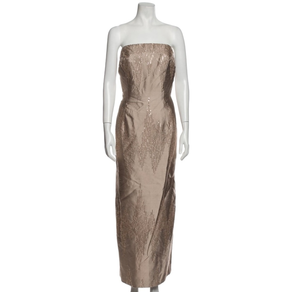 Jovani Silk Evening Cocktail Gown Fitted‎ Strapless Sequins Embellishment -SZ 12